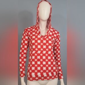 Anna Kay Fashions lightweight hoodie red with white stars size Medium